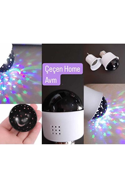 ÇEÇEN HOME (Lamba+Duy) Renkli ve gece lambası evren ay ve yıldızlı gökyüzü le...