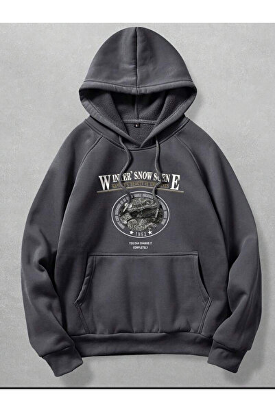 Tarzsokak Hanorac oversize cu glugă, imprimat cu WINTER SNOW, unisex, pentru ...