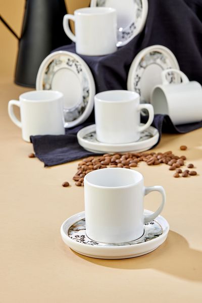 Erbaşlar Elite 12 Piece Luxury Ceramic Coffee Cup Set, Turkish Coffee Cup