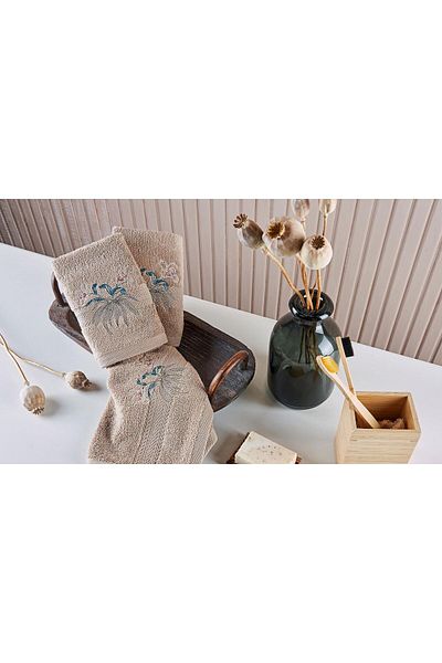 Marie Claire Beige 3-Piece Hand Towel - Paris Micro Orchide
