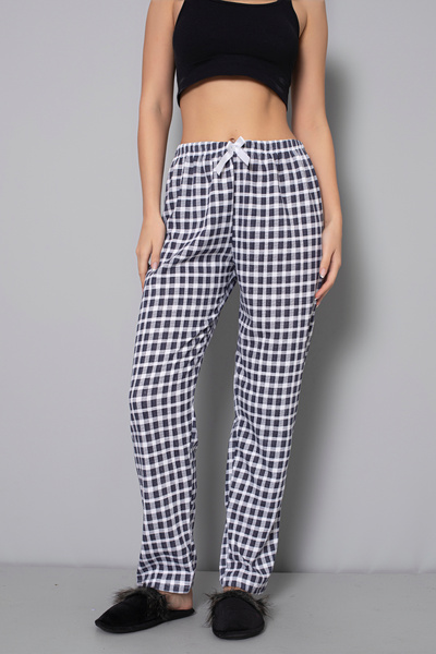 DONEX خيطين مرتفعين من القماش السميك وشريط الخصر ومطبوع مفصل وقيعان بيجامة نس...