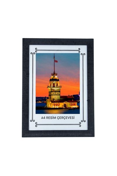 AS TİCARET Ekolphoto 21*30 A4 Size 5-Piece Set Unbreakable Plexi Black Frame Set on the Face