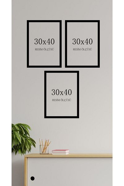 AS TİCARET Black Color 30x40cm 3 Pieces Blank Frame