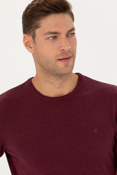 Pierre Cardin Egebütik Burgundy Slim Fit Basic Sweater