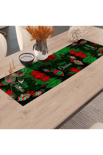 menesahome Menesa Home Yılbaşı Temalı Yeşil Renkli Merry Christmas Desenli Di...