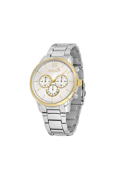 Poloair Men's Wristwatch Silver-Yellow Color