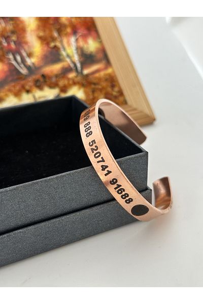 KEHRİBAREVİ KARAMAN Pure Copper Bracelet Success Number Section Luck Bracelet
