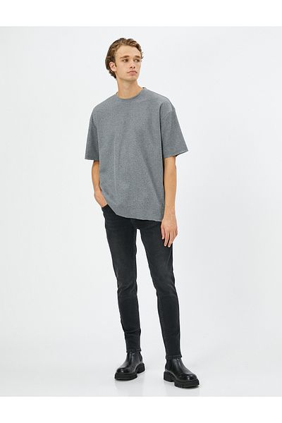 Koton Κοντό μανίκι Basic T-Shirt Crew Neck με υφή