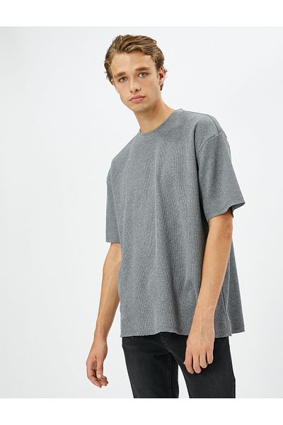Koton Κοντό μανίκι Basic T-Shirt Crew Neck με υφή
