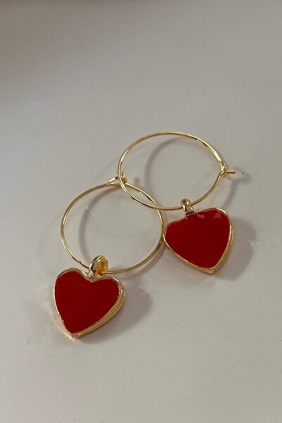 Trendy Butik أقراط على شكل قلب أحمر