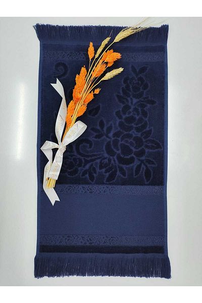sarra Πετσέτα Etamine 30x50 με μπλε μπλέ κρόσσια