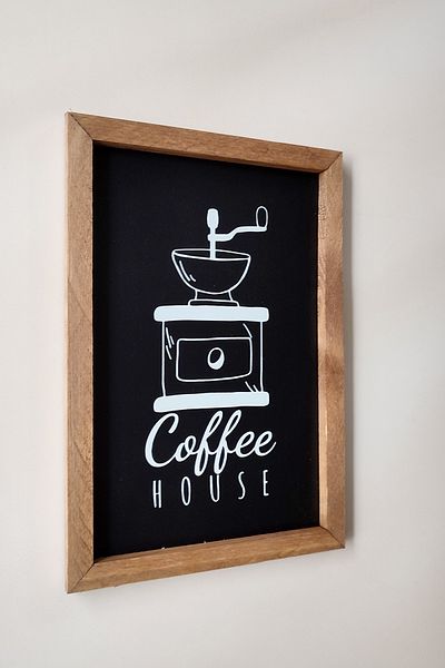 Wooden Factory Pictură „COFFEE HOUSE” cu cadru din lemn, imprimare UV Mdf de 3 mm