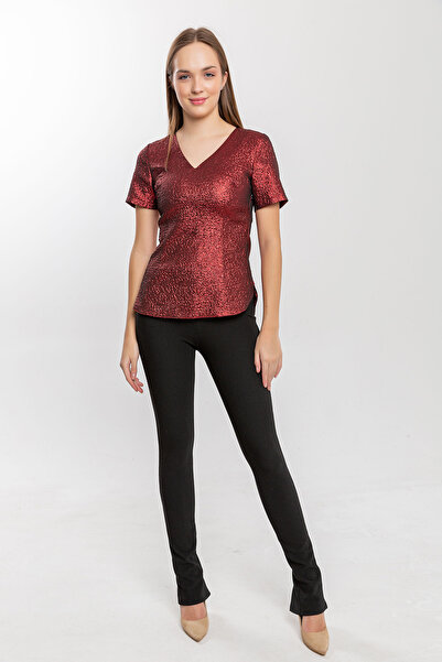 Boel Baby Kırmızı V Yaka Simli Bluz