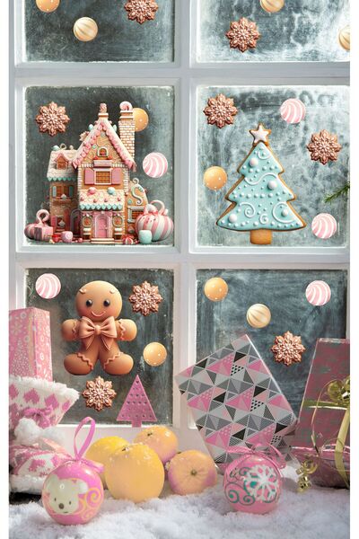 WALLHUMAN Новорічний набір наклейок «Цукрове печиво» для дитячої кімнати, нов...