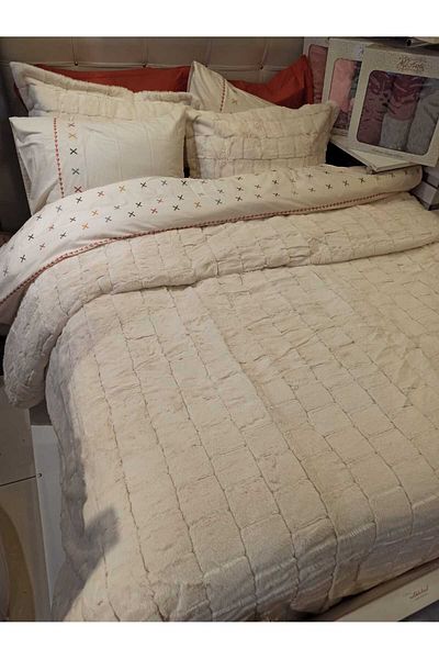 Royal Home Луксозно покривало за легло с двоен заек от заек
