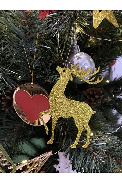 Mini Tasarım Atölyem Gold Eva Glittered Deer Set