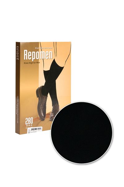 Kifidis 280 Den. 19-21 Mmhg Men's Below Knee Compression Socks (Repomen) Black / Black