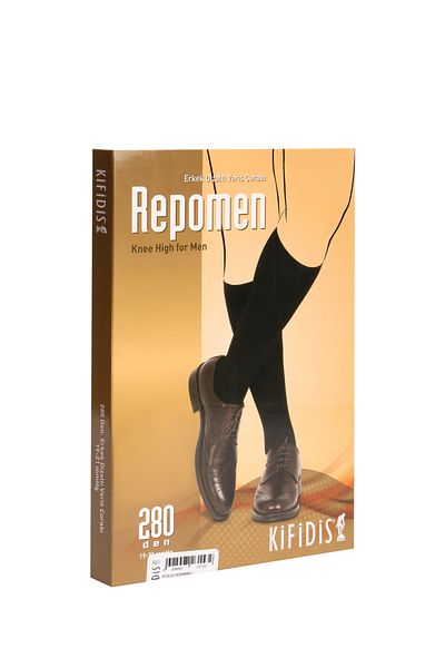 Kifidis 280 Den. 19-21 Mmhg Men's Below Knee Compression Socks (Repomen) Black / Black