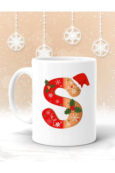 HobiShop Letter S Printed Special for New Year Mug - New Year Mug - Christmas Gift - New Year Gift