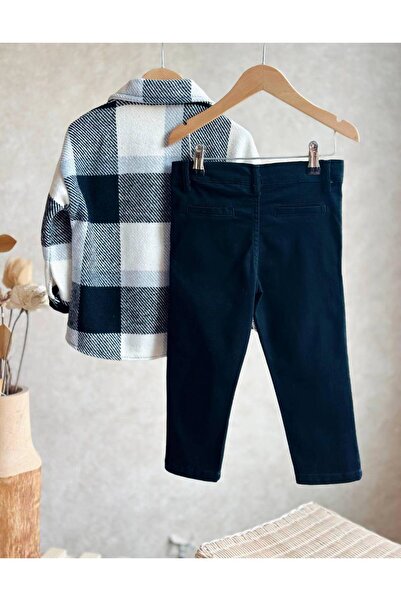 SARE TEKSTİL Cotton Rubber Shirt and Waist Rubber Button Adjustable Canvas Denim Pants