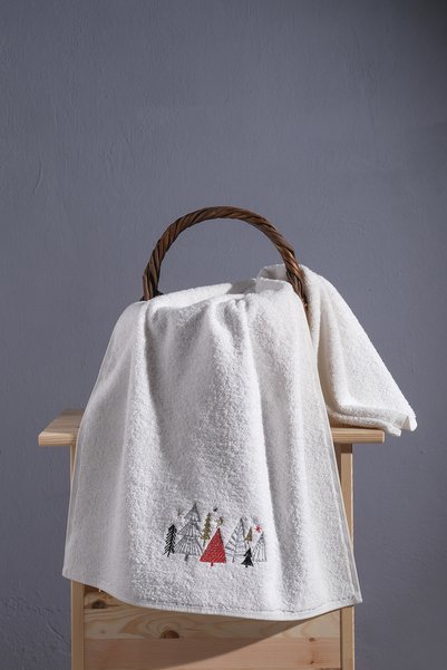 MEYN COLLECTİON Christmas Themed Embroidered 50X90 Hand Towel Single Piece