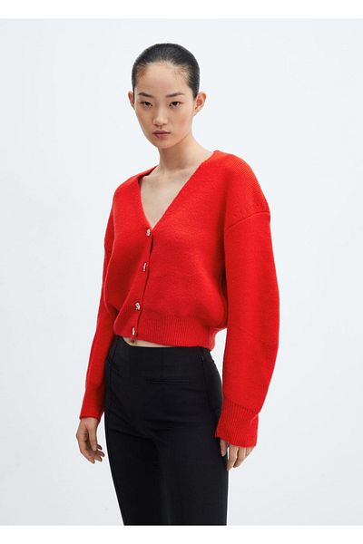 MANGO Woman Jewel button knitted cardigan