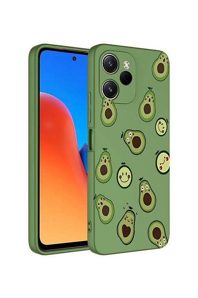 Merwish غطاء حماية من السيليكون متوافق مع هاتف Xiaomi Redmi 12 بنمط الأفوكادو مخملي من الداخل باللون الأخضر