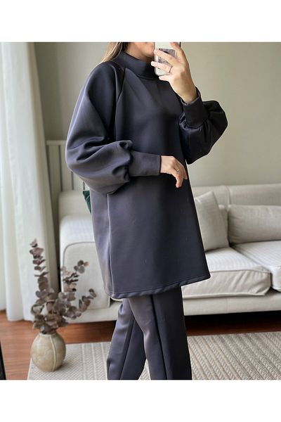 two in sis Scuba Tunik με γιακά Scuba Tunik με μπαλόνι μανίκι Scuba Tunik Γυναικείο Scuba Tunik με τσέπες Hijab Tunik