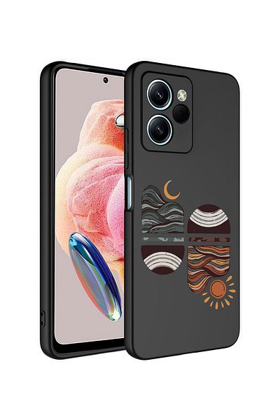 Merwish غطاء حماية من السيليكون لهاتف Xiaomi Redmi 12 متوافق مع نمط غروب الشمس باللون الأسود