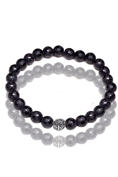 Tesbih Atölyesi Certified Life Spiral Patterned Raw Onyx Stone Bracelet