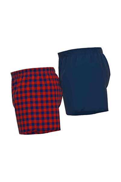 Ceceba Herren Web-Boxershorts, 2er Pack - Unterwäsche, Unterhose, Baumwolle, Logo, Karo, einfarbig