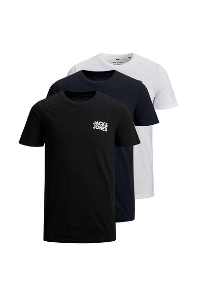Jack & Jones JACK&JONES 3-teiliges Herren-Pack – Baumwolle-T-Shirt mit O-Ausschnitt und JJECORP-LOGO-Aufdruck