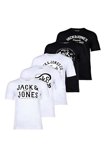 Jack & Jones JACK&JONES Herren T-Shirt, 5er Pack - JJLEOGRA TEE CREW NECK, Ku...