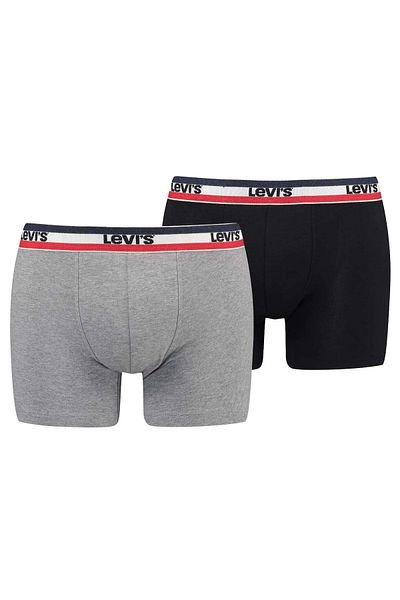 Levi's LEVI´S Herren Boxershorts, 2er Pack - Sportswear Boxer Brief Organic, Logobund