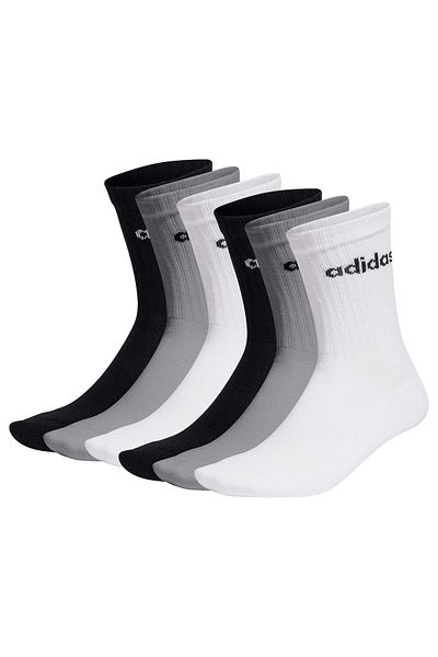 adidas Unisex Socken, 6er Pack - Linear Crew Cushioned, Logo, gepolstert, einfarbig