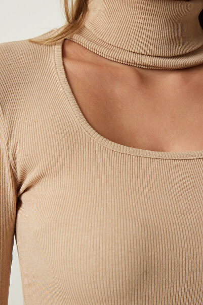 Happiness İstanbul Γυναικεία πλεκτή μπλούζα με κορδόνι με ζιβάγκο GT00228