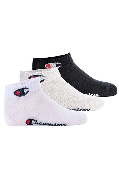 Champion Kinder 3er-Pack Socken – Viertel, Logo, Einfarbig