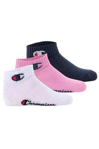 Champion Kinder 3er-Pack Socken – Viertel, Logo, Einfarbig