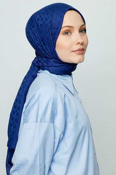 VALORSCARF DARK DENIM BLOOM PATTERN SHAWL