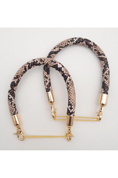 angel çanta aksesuar Angel Bag Accessory Double Short Cord Bag Handle Snakeskin Pattern Light Gold Metal