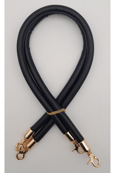 angel çanta aksesuar Angel Double Cord Black Handle Bag - Light Gold Metal Accessory