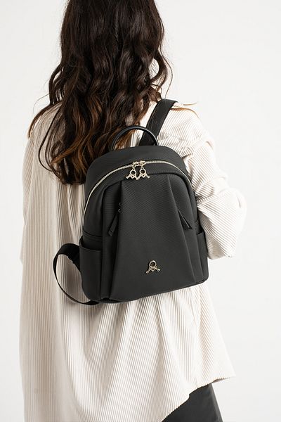 MEGA POLO CLUB OF COLORS Women's Black 7 Compartment Medium Size Waterproof Backpack M-637-1
