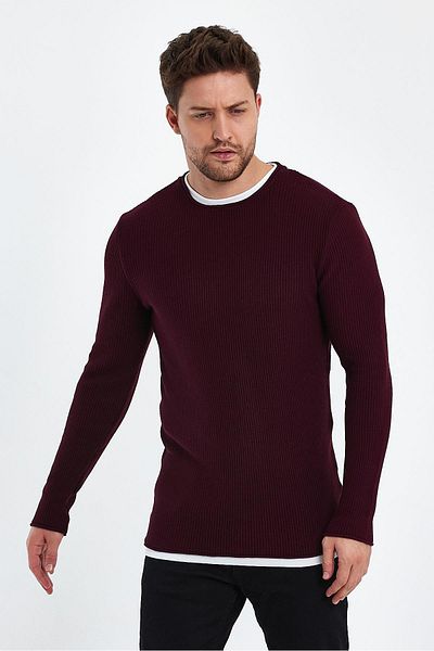 ALEXANDERGARDI Garnished Claret Red Knitwear Sweater (E20-EZEE03)