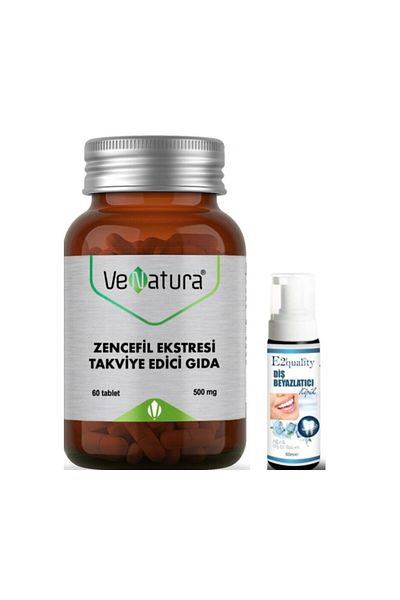VeNatura Ginger Extract Food Supplement 60 Tablets - Teeth Whitening Foam Gift
