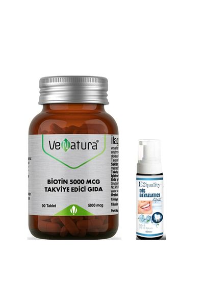 VeNatura Biotin 5000 Mcg 90 Tablets - Teeth Whitening Foam Gift