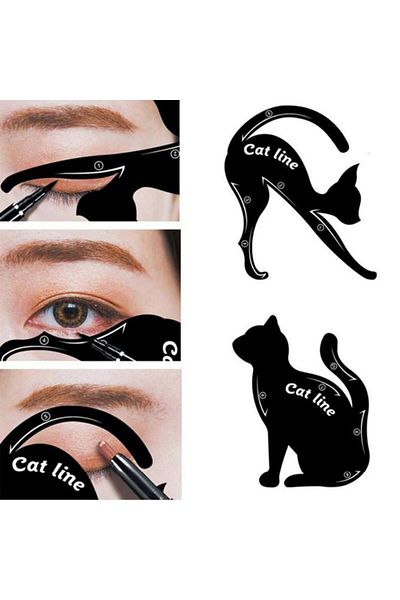 Melien 2 Pcs Cat Pro Eyeshadow Cosmetic Makeup Tool Eyeliner Eyebrow Stencils Styling Model