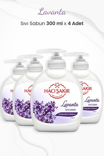 Hacı Şakir Lavender Relaxing Liquid Soap 300 ml x 4 Pieces