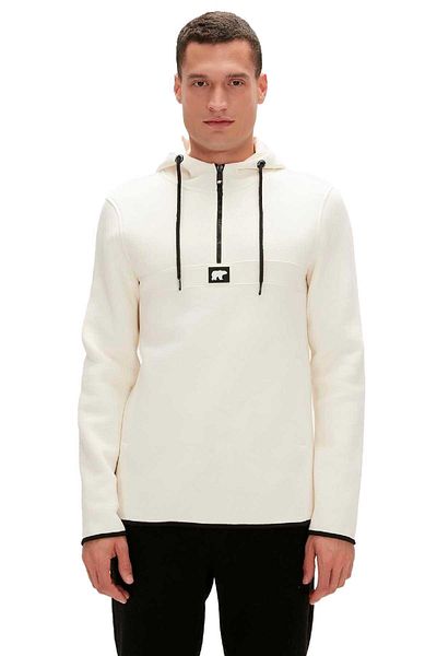 Bad Bear 19.02.27.027 Men's Sweatshirt - Half Zipper, Off-white Half Zip Hoodie
