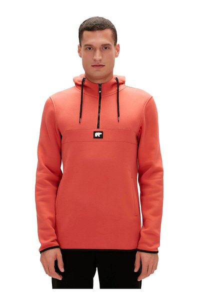 Bad Bear 19.02.27.027 Halfzip Half Zipper Hoodie Coral Men's Sweatshirt
