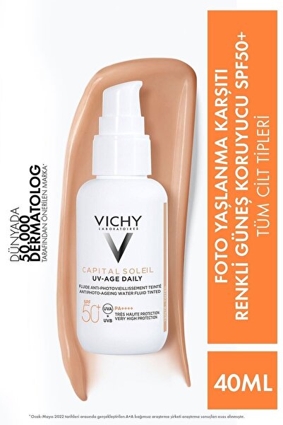 Vichy Capital Soleil Uv Age Daily Foto Anti-Aging Colored Spf50+ Sunscreen Cr...